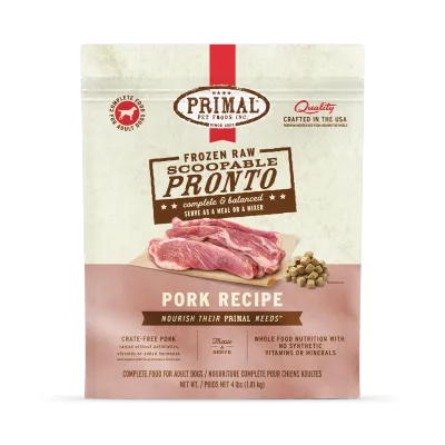 Primal Frozen Pronto Pork Dog 4lb