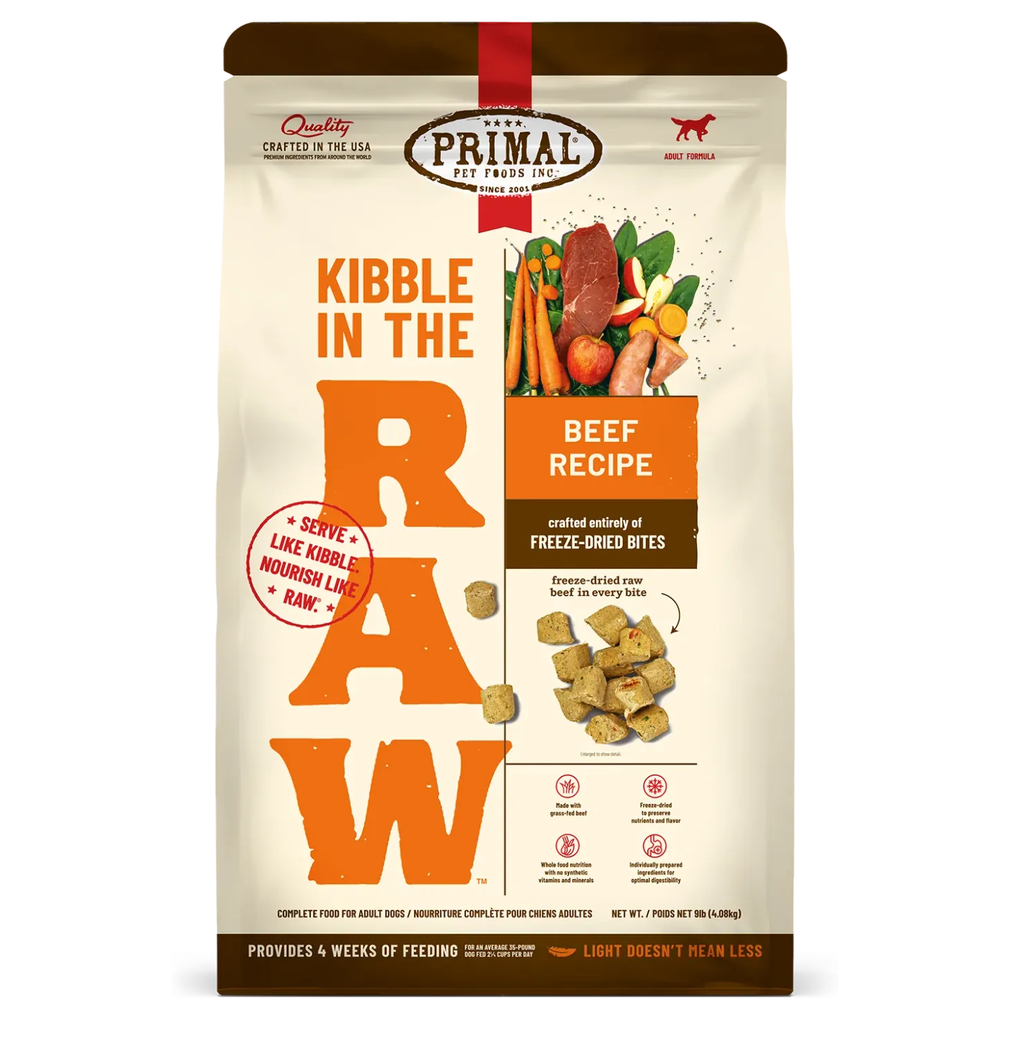 Primal Kibble in The Row Beef Dog 1.5lb