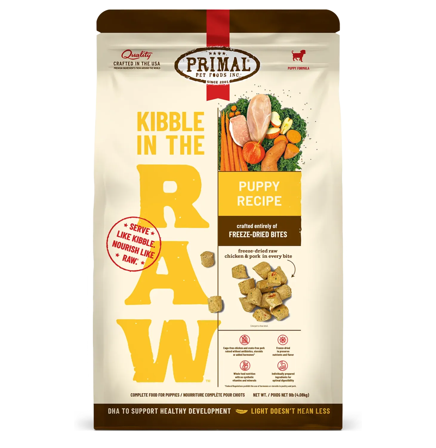 Primal Kibble in The Row Pupply Chicken &amp; Pork Dog 1.5lb