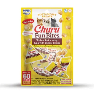 Inaba Cat Churu Fun Bites Chicken Recipe Wraps Tuna W/Cheese 1.26oz(3packs)