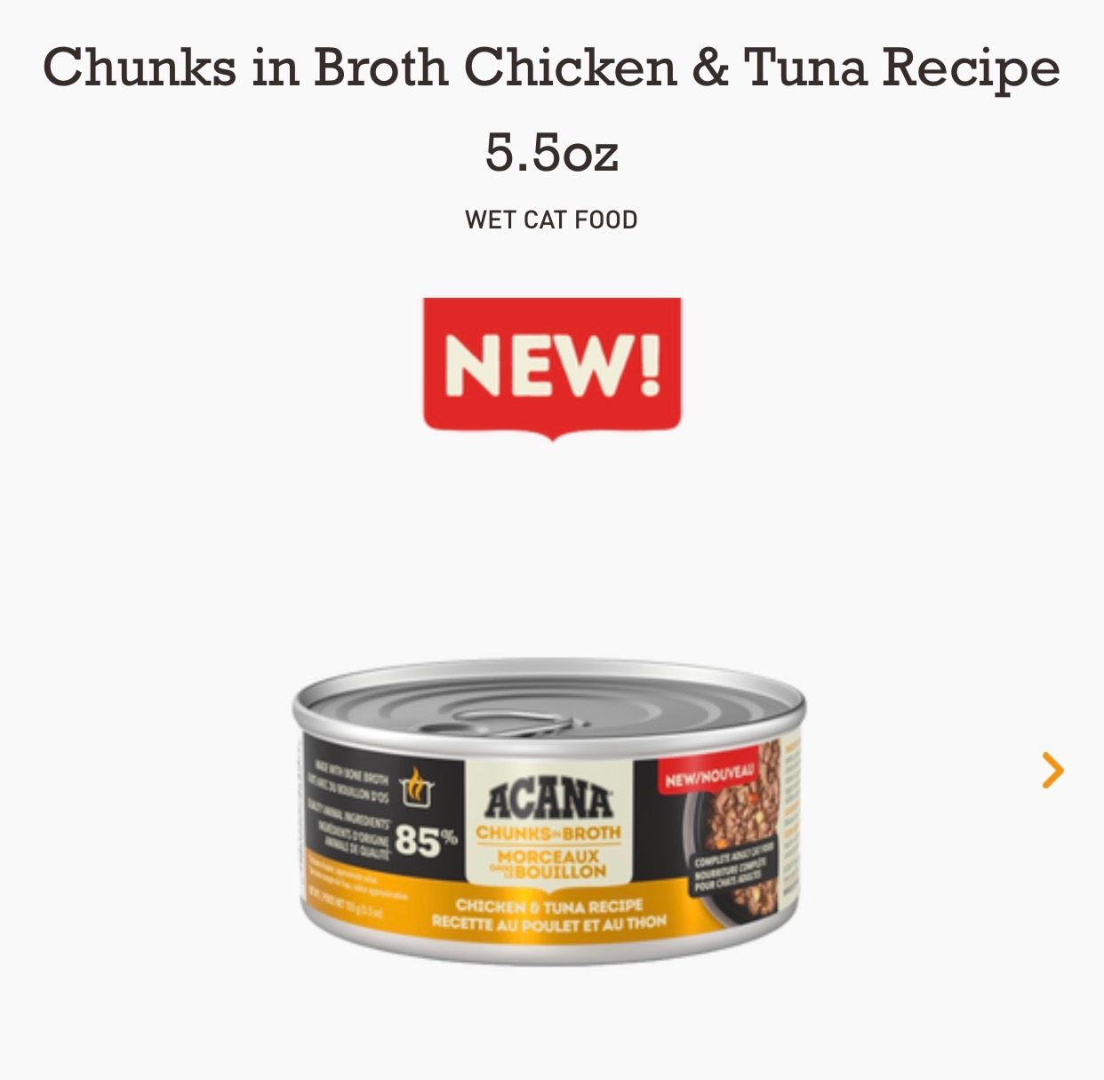 Acana Cat Chicken &amp; Tuna Chunks 5.5oz