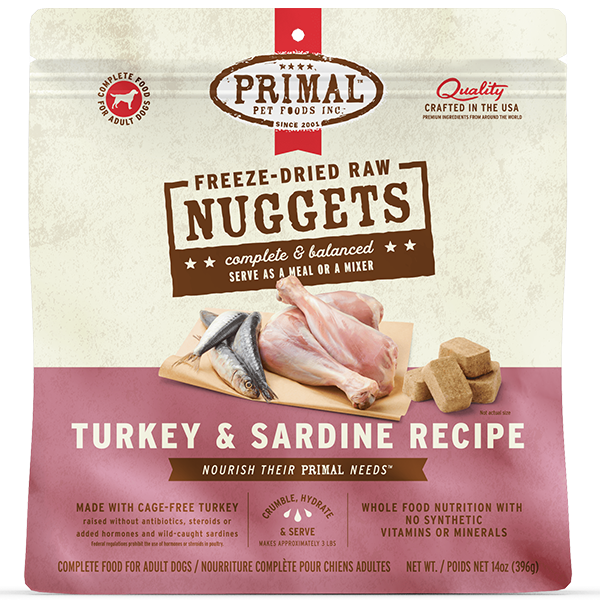 Primal Dog FD Turkey &amp; Sardine Nuggets Dog 14oz