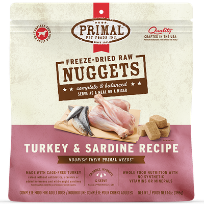 Primal Dog FD Turkey &amp; Sardine Nuggets Dog 14oz