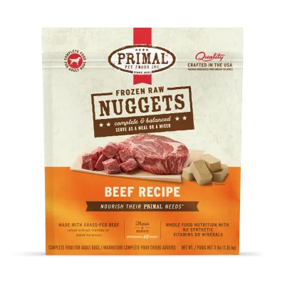 Primal Frozen Beef Nuggets Dog 3lb