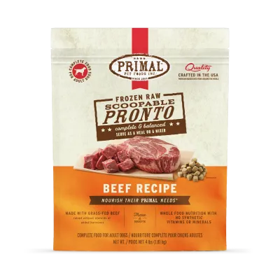 Primal Frozen Pronto Beef Dog 4lb