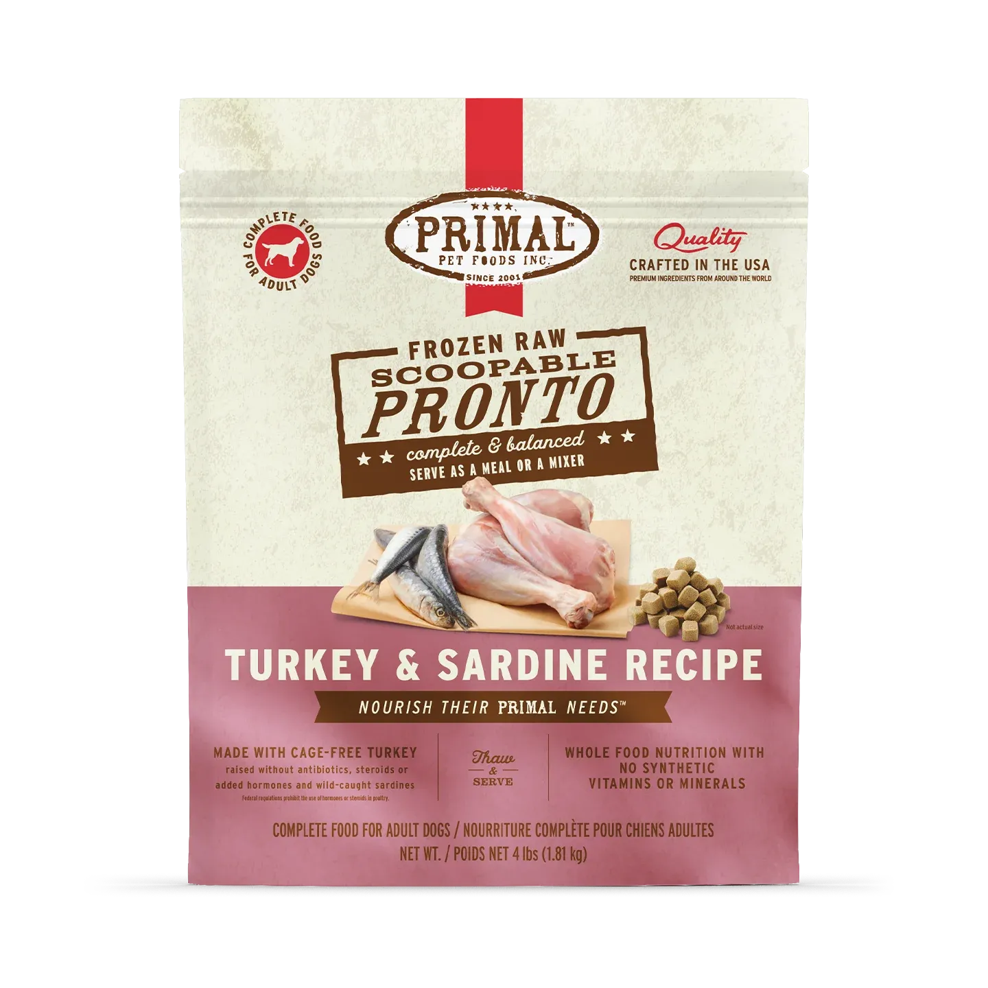 Primal Frozen Pronto Turkey &amp; Sardine Dog 4lb