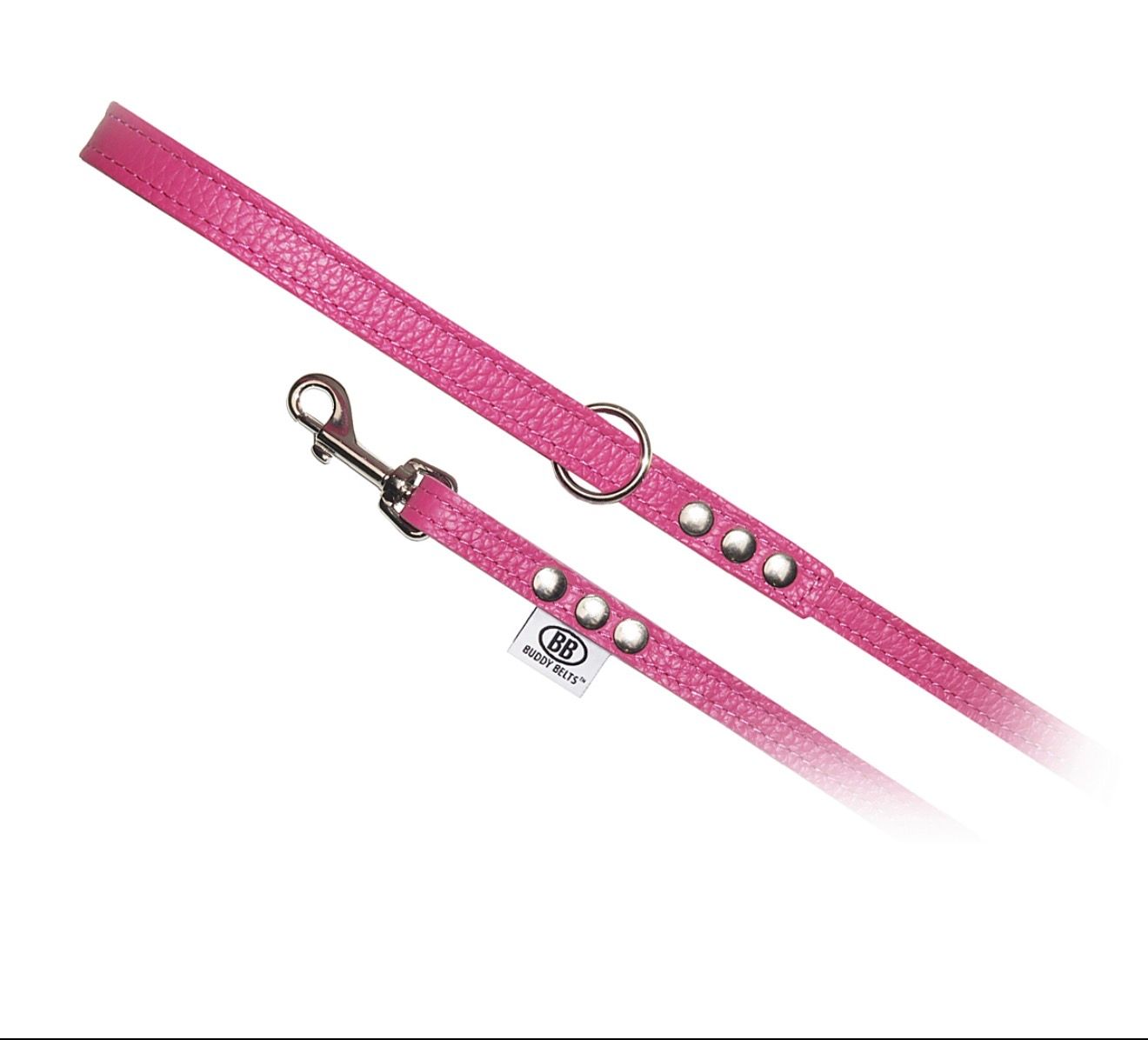 BB Leather Leash Luxury Hot Pink 1/2"