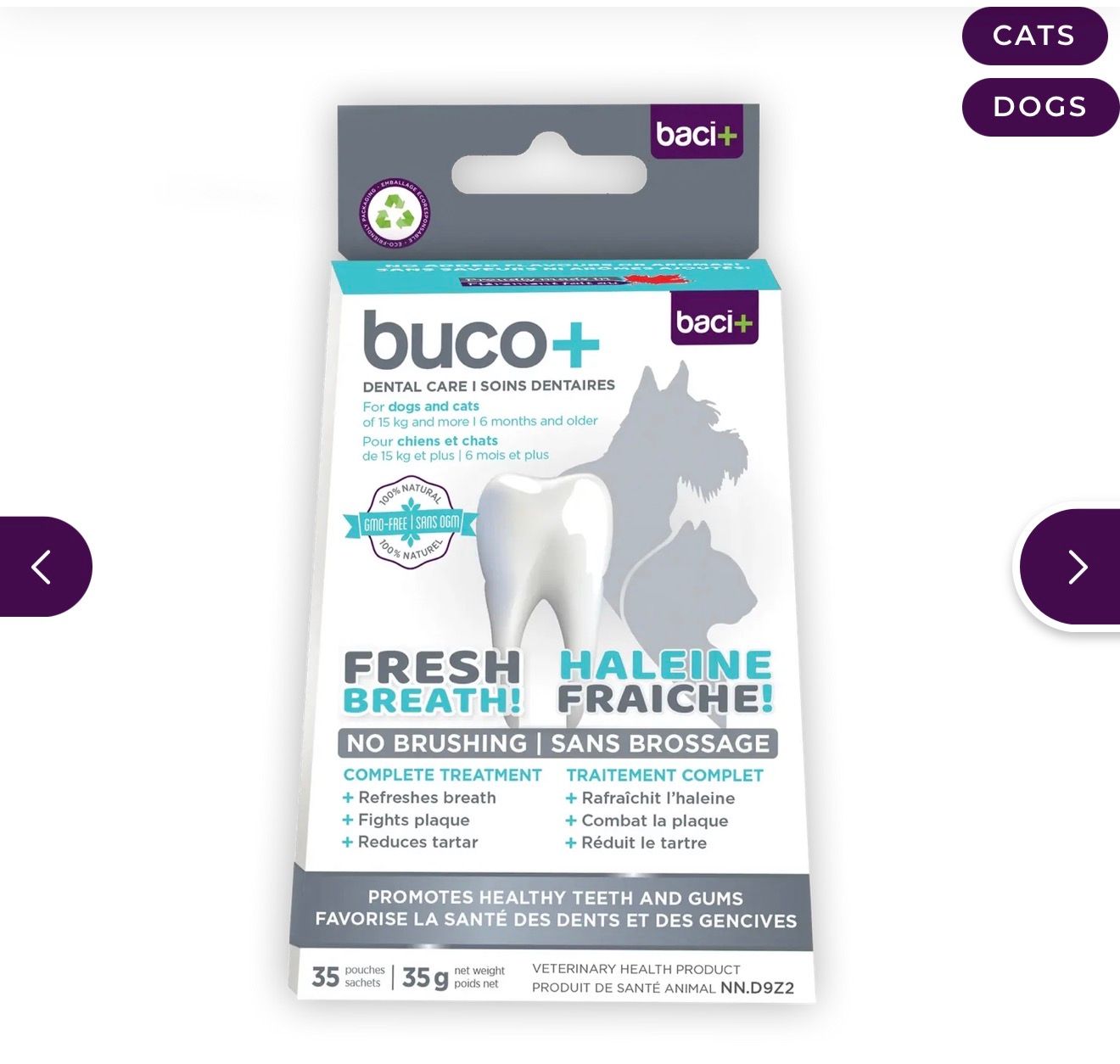 Baci Oral Health Buco+ 100mg Cat/dog 35g For Dogs Over 15kg