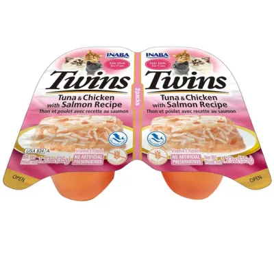 Inaba Cat Twin Cups Tuna &amp; Chicken W/Salmon 1.23oz(2 Pack)