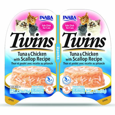 Inaba Cat Twin Cups Tuna &amp; Chicken W/Scallop 1.23oz(2 Pack)