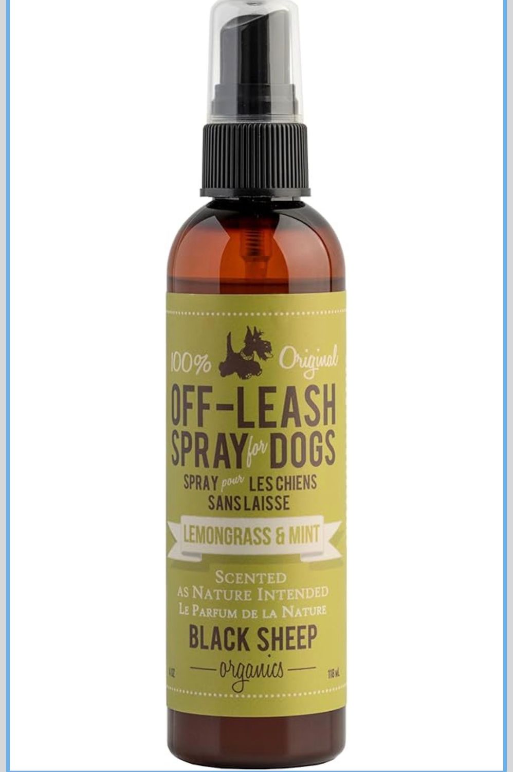 Black Sheep Lemongrass &amp; Mint Organic Off Leash Spray For Dogs-118 ML