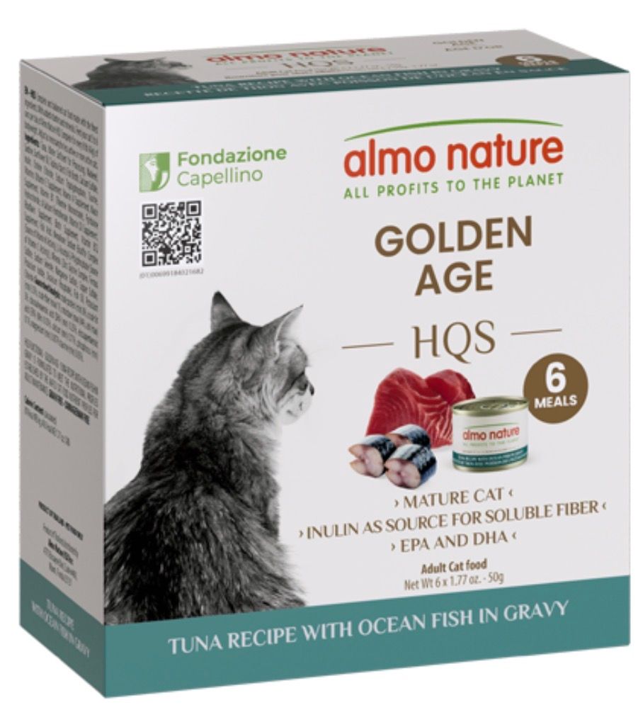 Almo Nature Cat HQS Golden Age Tuna W/Ocean Fish in Gravy 50gx6