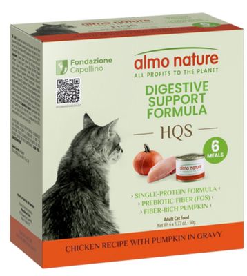 Almo Nature Cat HQS Digestive Support Chicken W/Pumpkin in Gravy 50gx6