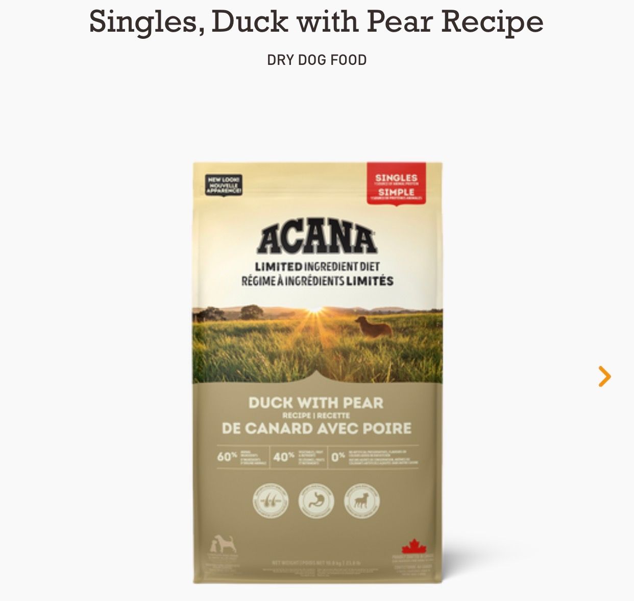 Acana Dog Single Duck+Pear 10.8kg