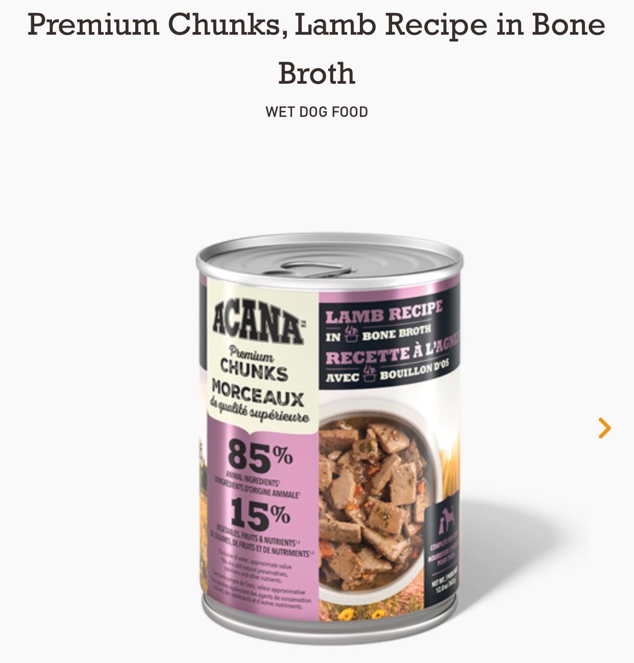 Acana Dog Lamb+B.Broth 12.8oz