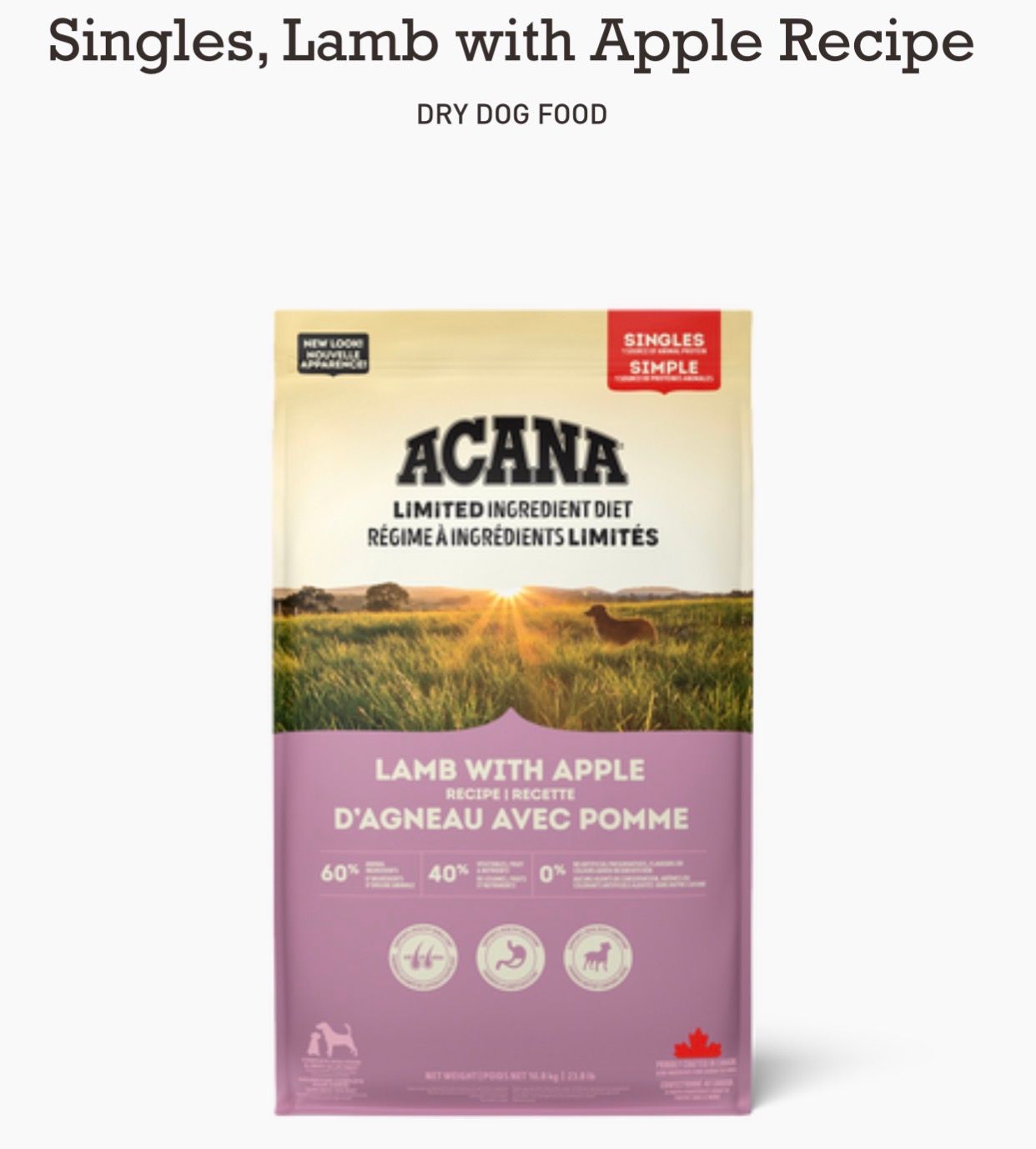 Acana Dog Single Lamb+Apple 1.8KG