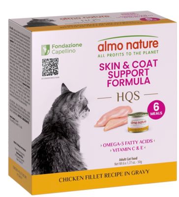 Almo Nature Cat HQS Skin &amp; Coat Support Chicken Fillet in Gravy 50gx6