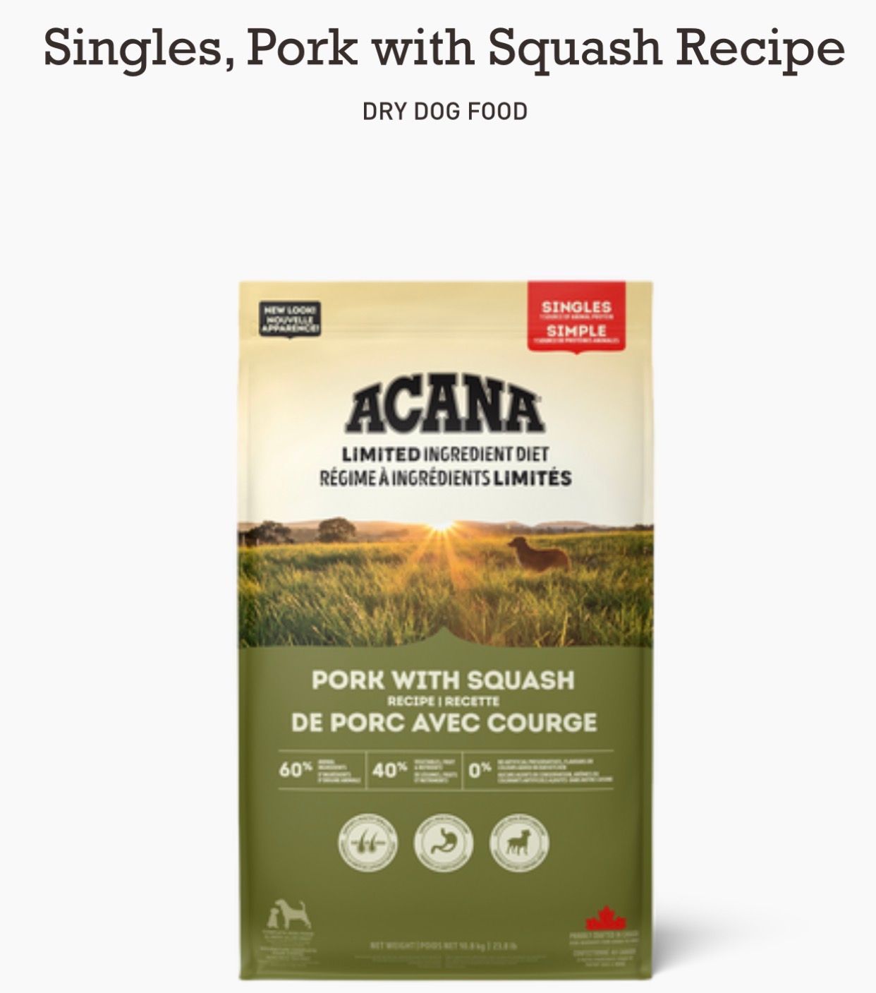 Acana Dog Single Pork+Squash 10.8kg