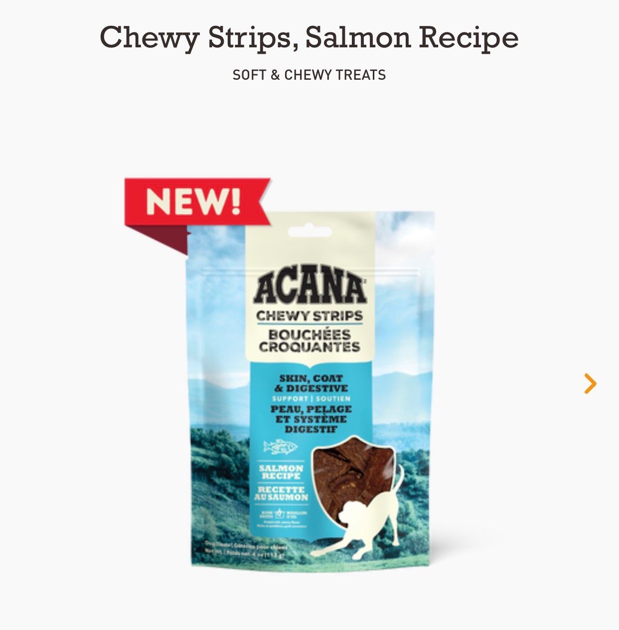 Acana Chewy Strips Dog Treat Salmon Skin Coat&amp;Digestive 113g