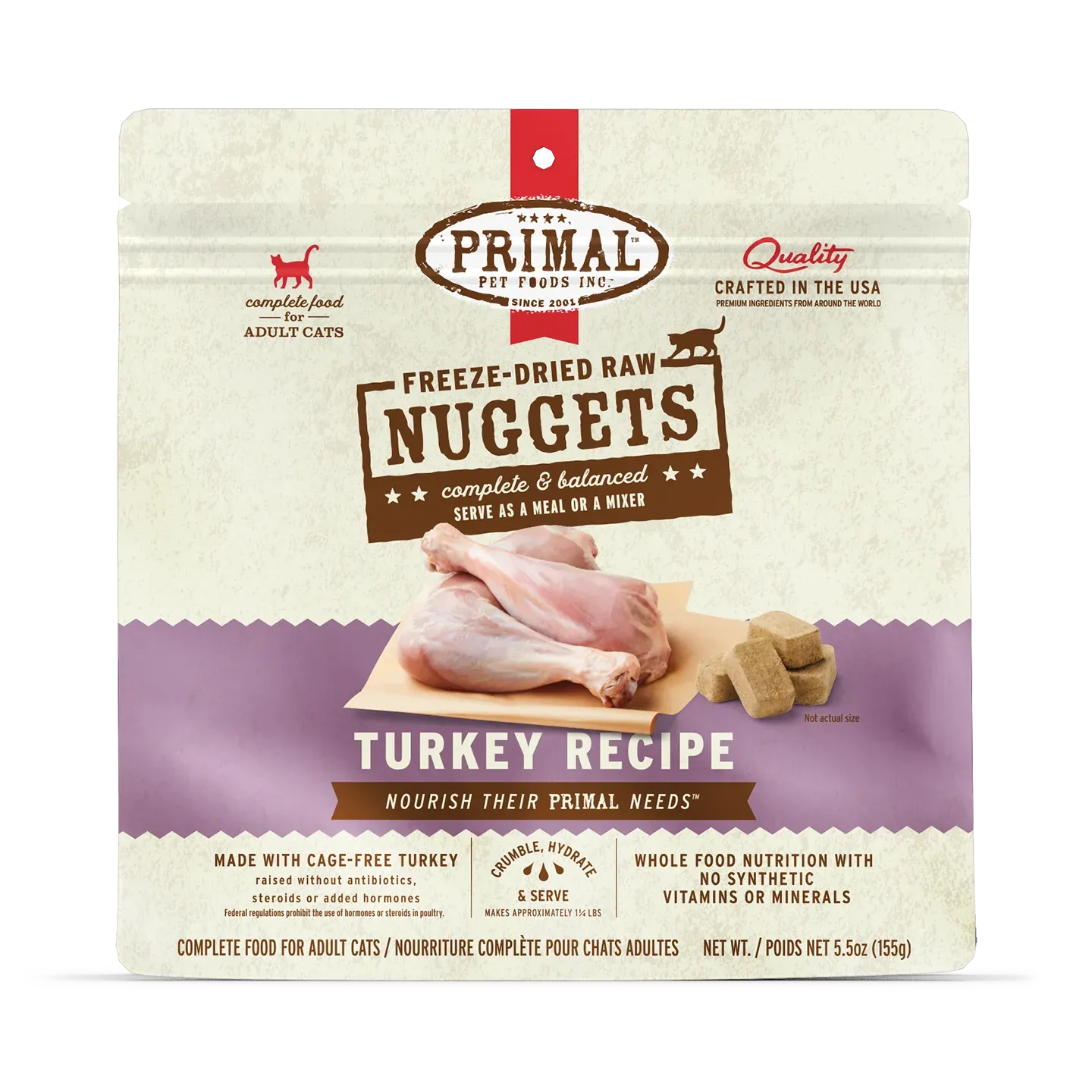 Primal Freeze Dried Turkey Nuggets Cat 5.5oz