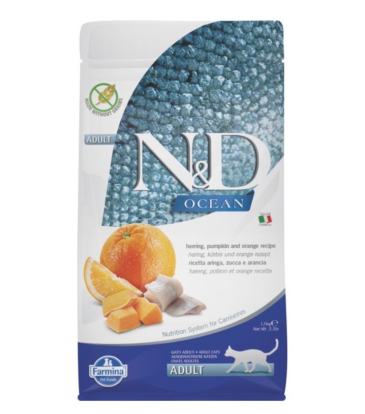 Farmina Ocean Herring, Orange &amp; Pumpkin Cat Adult 3.3lb(1.5kg)