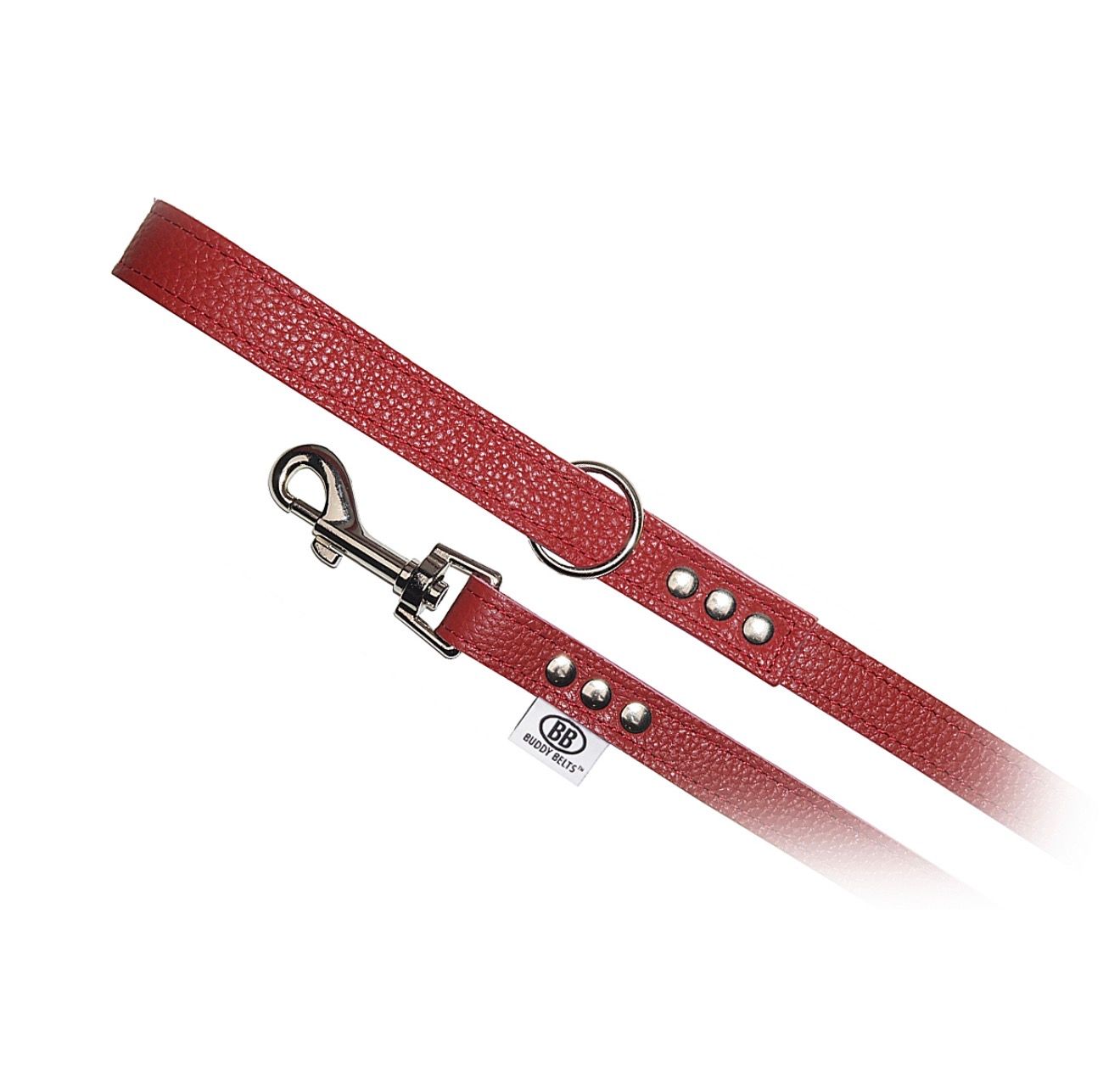 BB Leather Leash Premium Red 1/2"
