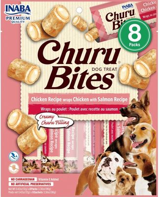 Inaba Dog Churu Bites Chicken Wraps W/Salmon 3.36oz