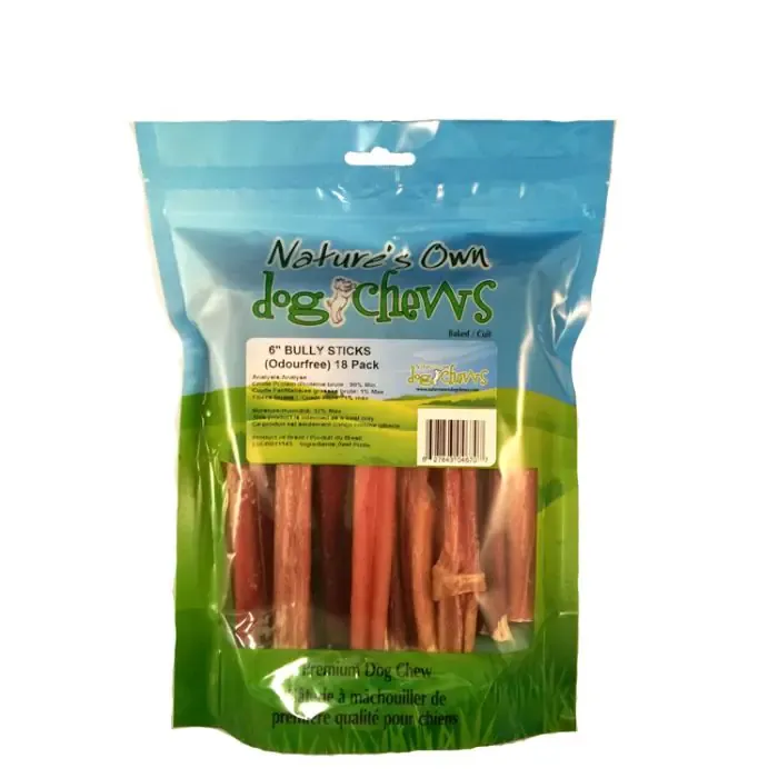 Nature's Own Dog Chews 6'' Bully Sticks 18 Pack