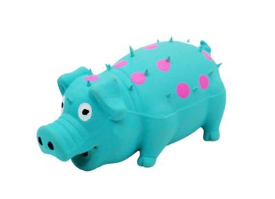 Bud'z Dog Toy -latex Spotted Pig Squeaker Blue 6"