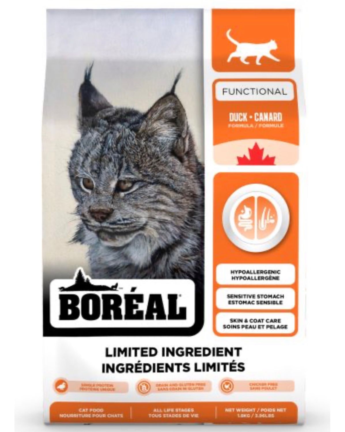 Boreal Functional Limited Ingredients All Breeds Duck Cat 4lb(1.8kg)