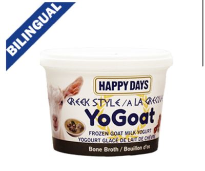 Happy Days Yogoat Bone Broth Greek Style Frozen Goat Milk Yogurt 475gm