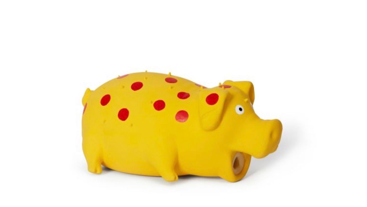 Bud'z Dog Toy -latex Spotted Pig Squeaker Yellow