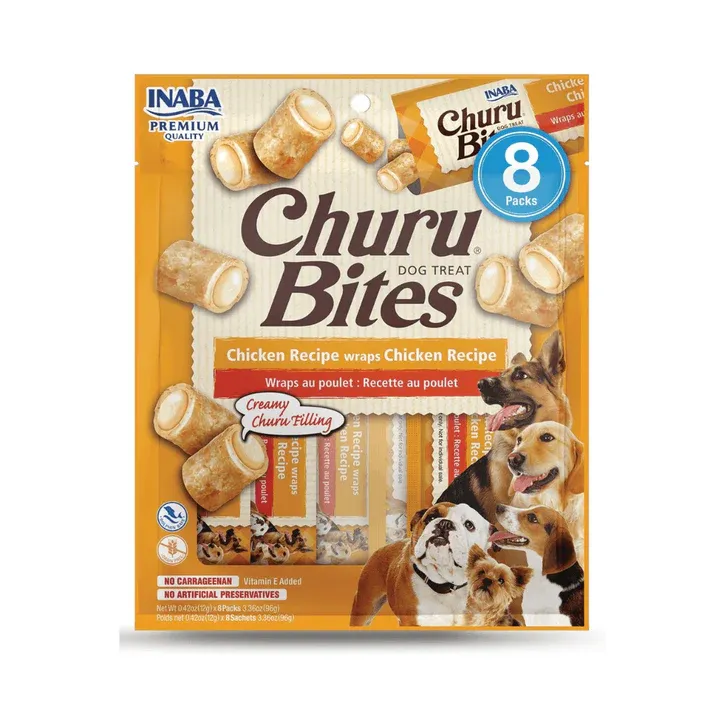 Inaba Dog Churu Bites Chicken Wraps W/Chicken 3.36oz