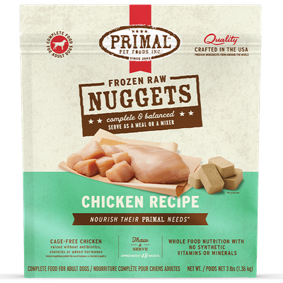 Primal Dog Frozen Chicken Nuggets 3LBs