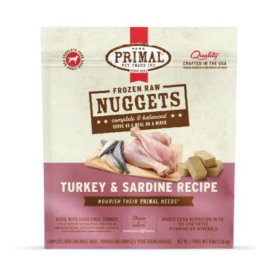 Primal Frozen Turkey &amp; Sardine Nuggets Dog 3lbs