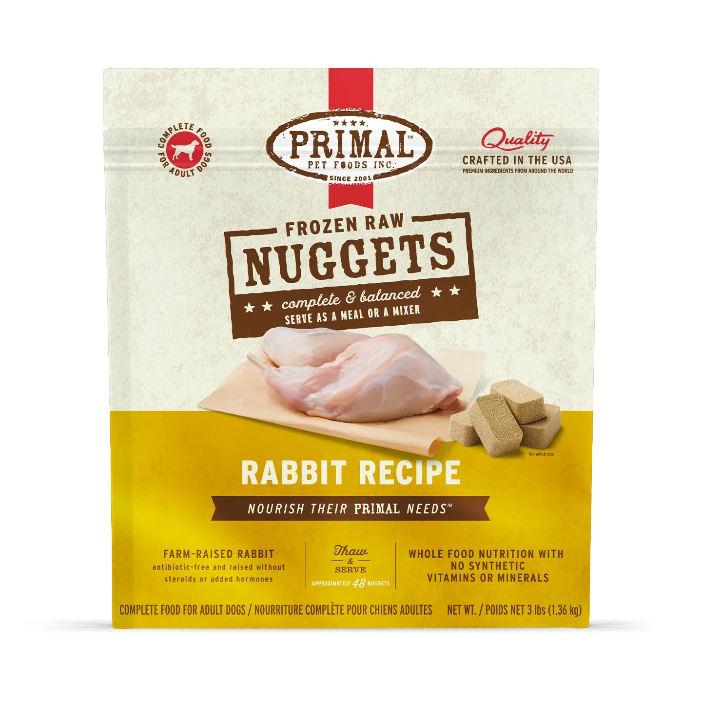 Primal Frozen Rabbit Nuggets Dog 3lb