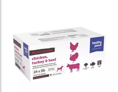 Healthy Paws Dog Big Box Dinner Variety,Chicken,Turkey,Beef(8) 24×1Lb