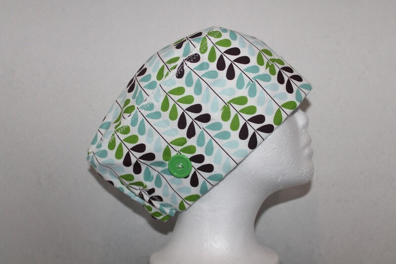 Green/Blue Printed Scrub Cap