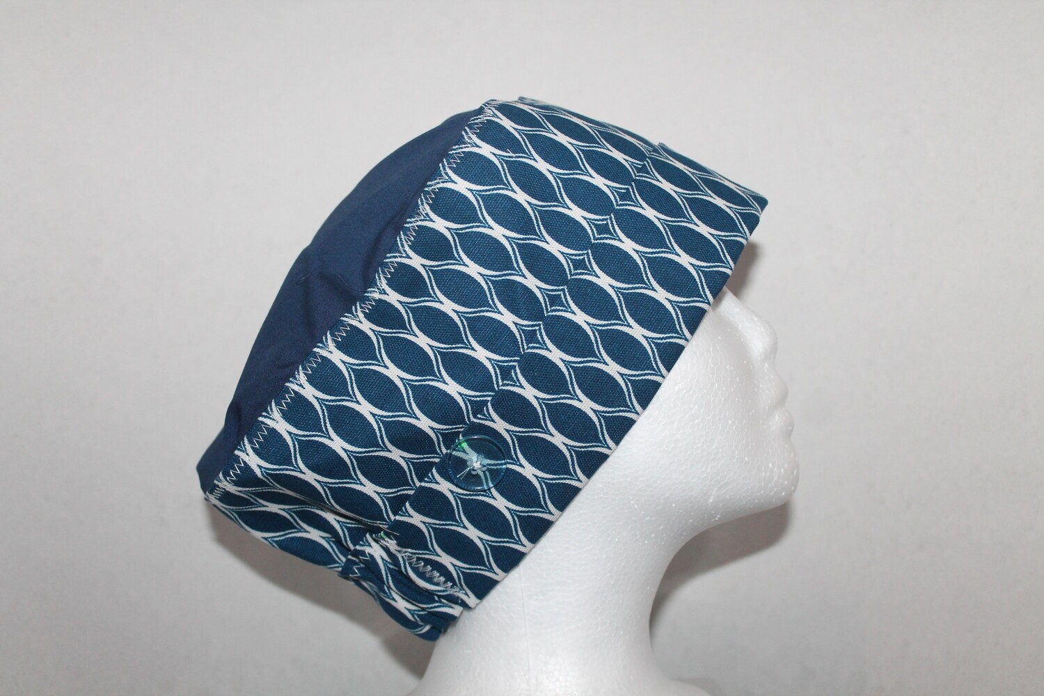 Dark Blue Printed Scrub Cap