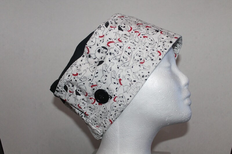 White Dalmatian Printed Scrub Cap