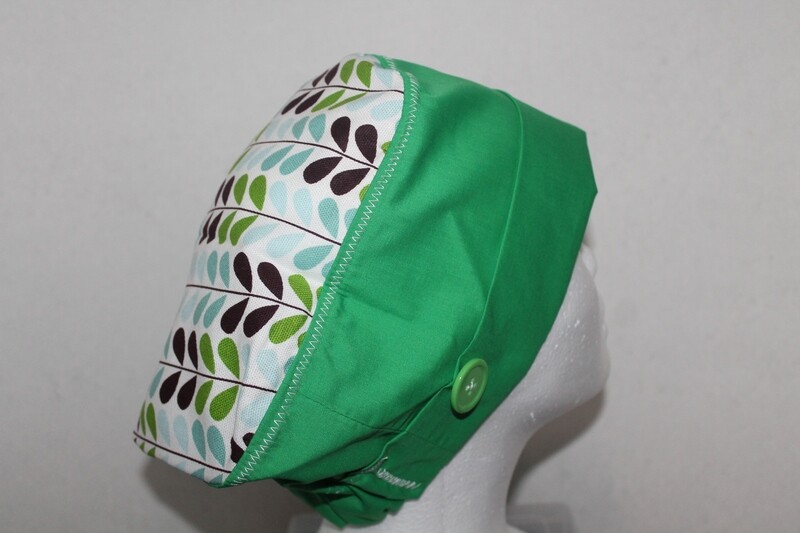 Green Scrub Cap w/ Printed Top