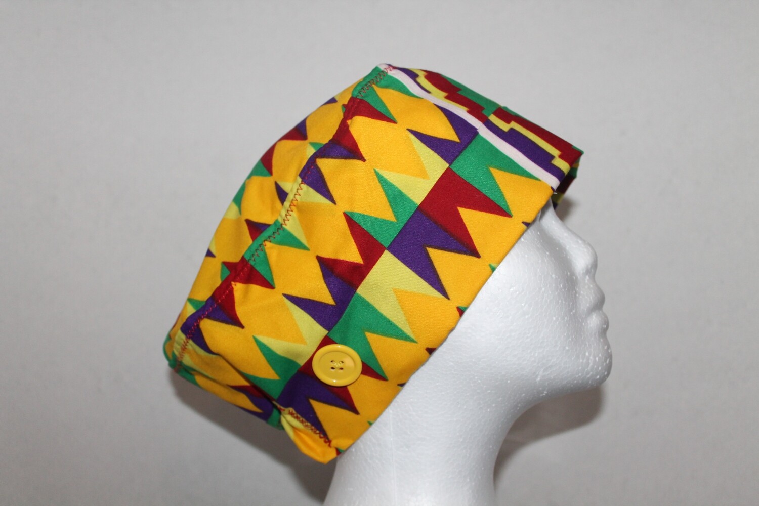 Yellow African Print Scrub Cap