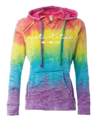 Ladies Rainbow One Tic at a Time Hooded Sweatshirt