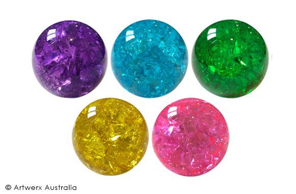 Z50mm Cracked Balls in Pink, Green, Aqua, Yellow and Purple - add a DIFFERENT COLOUR - FOR $8 EACH