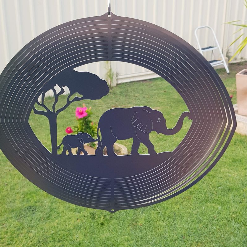 Aussie Spinners - Designer Collection - 30cm ELEPHANTS - 304 Stainless Steel & Made in Australia