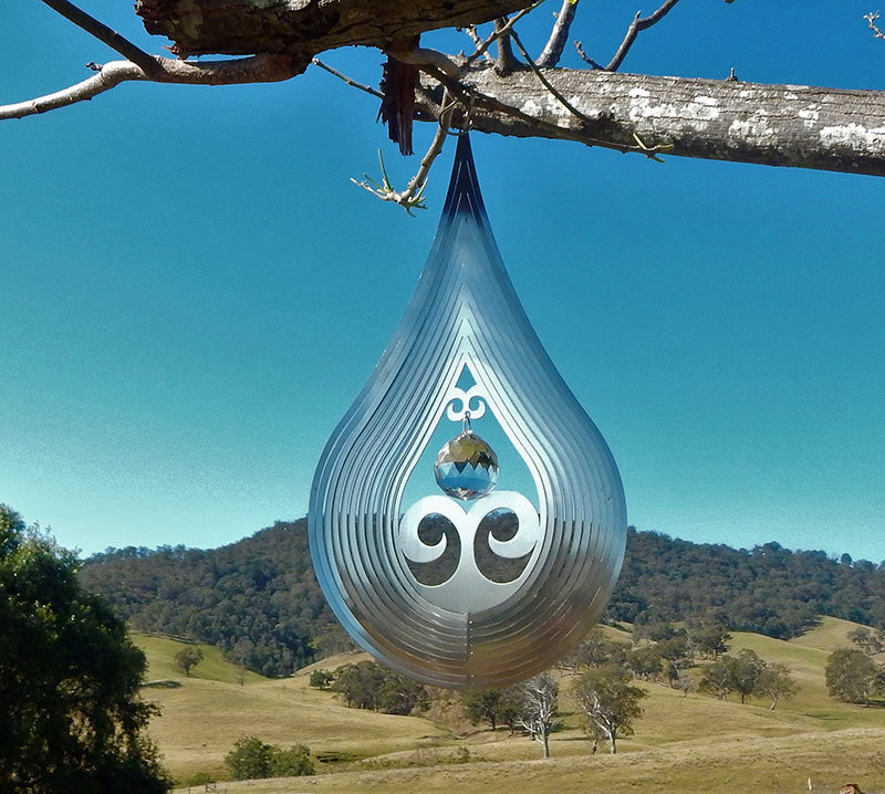 Aussie Spinners - Designer Contempo Collection - 30cm Crystal Flame - 304 Stainless Steel & Made in Australia