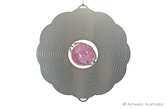 Aussie Spinners - Designer Contempo Collection - 20cm PINK DAISY - 304 Stainless Steel & Made in Australia