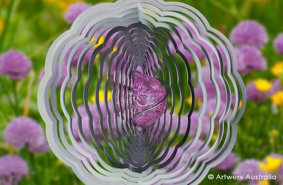 Aussie Spinners - Designer Contempo Collection - 20cm PINK DAISY - 304 Stainless Steel & Made in Australia