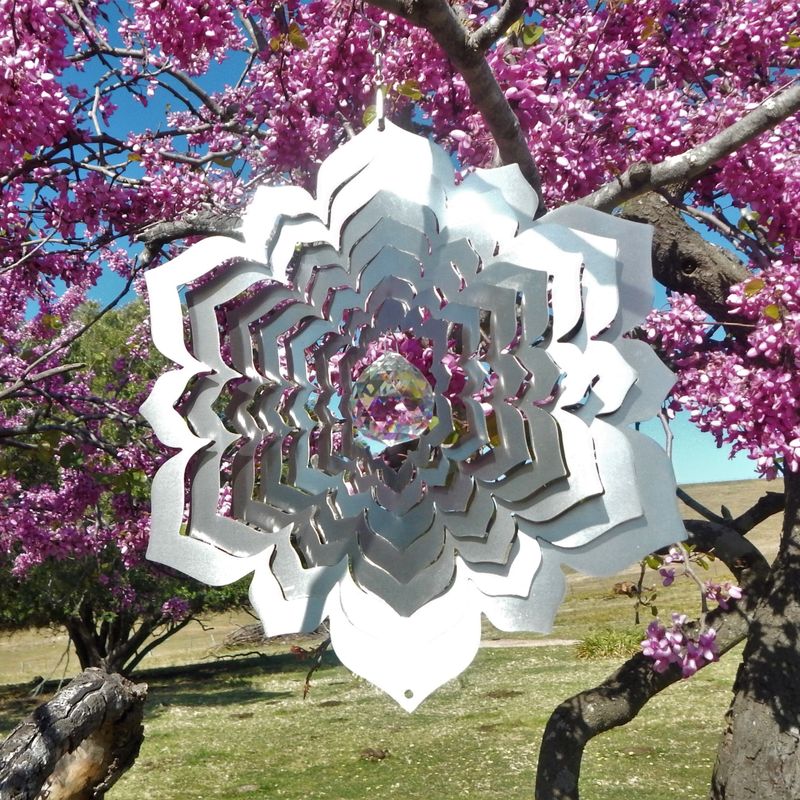 Aussie Spinners - Designer Contempo Collection - Crystal Mandala 30cm - 304 Stainless Steel & Made in Australia - CHOOSE ANY COLOUR BALL and possibly a single spiral with a matching ball