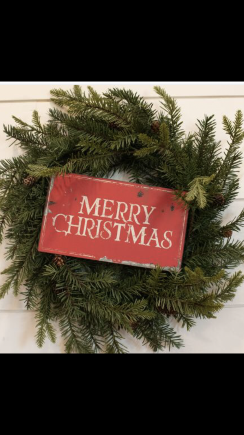 
RED MERRY CHRISTMAS METAL SIGN